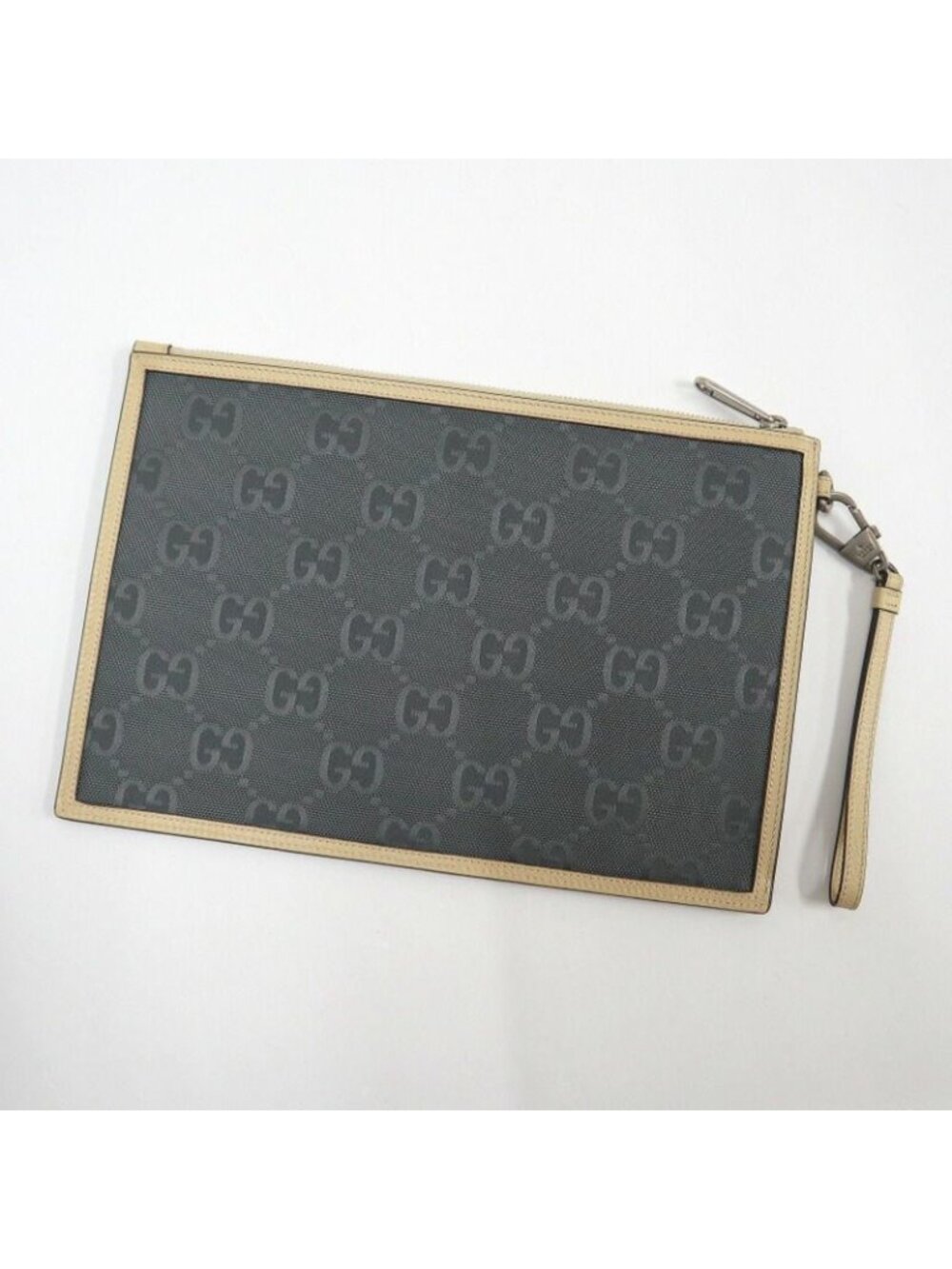 Gucci Off the Grid Clutch Nylon Leather Gray Ivory - Picture 2 of 5